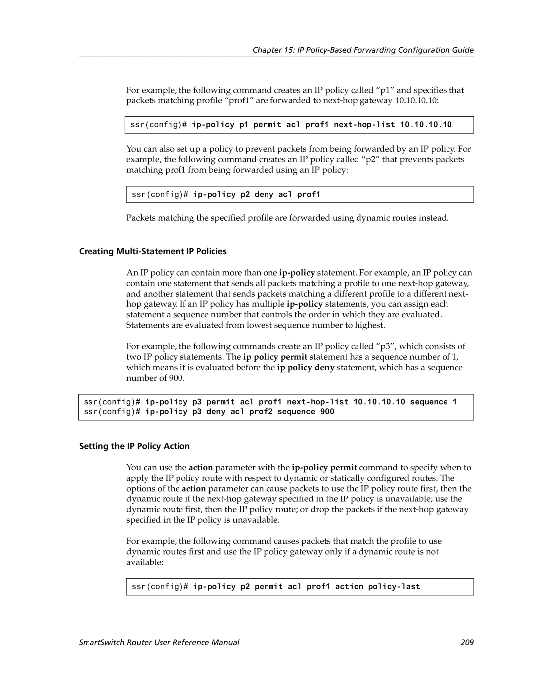 Cabletron Systems 9032578-05 manual Creating Multi-Statement IP Policies, Setting the IP Policy Action 