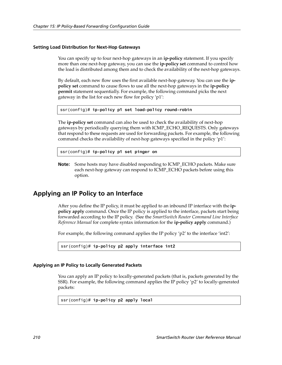 Cabletron Systems 9032578-05 manual Applying an IP Policy to an Interface, Setting Load Distribution for Next-Hop Gateways 