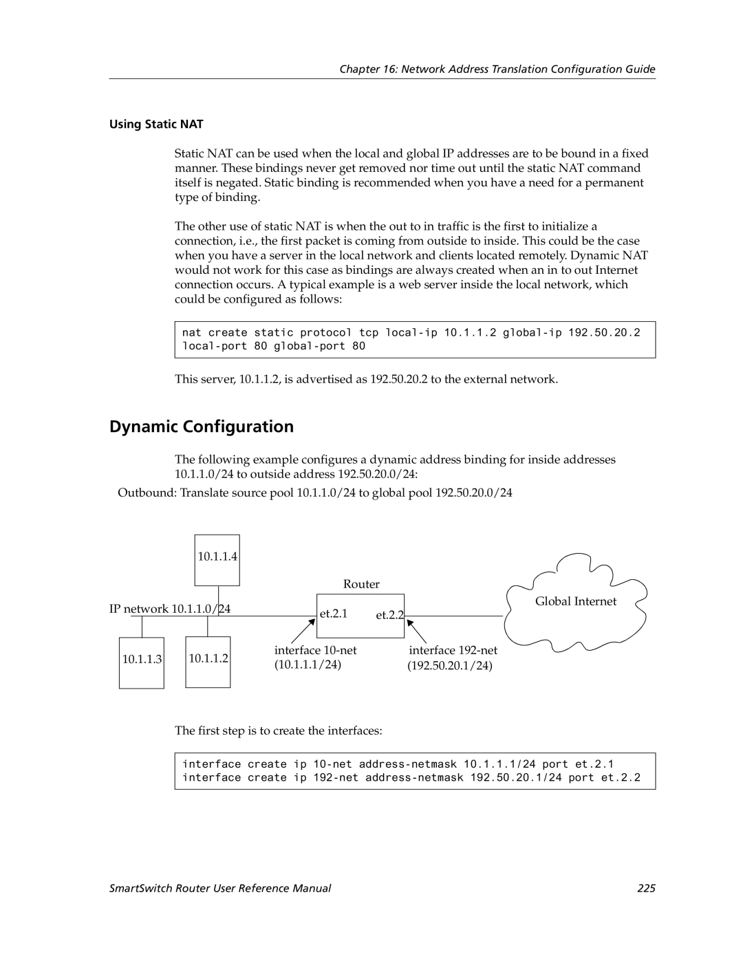 Cabletron Systems 9032578-05 manual Dynamic Configuration, Using Static NAT 