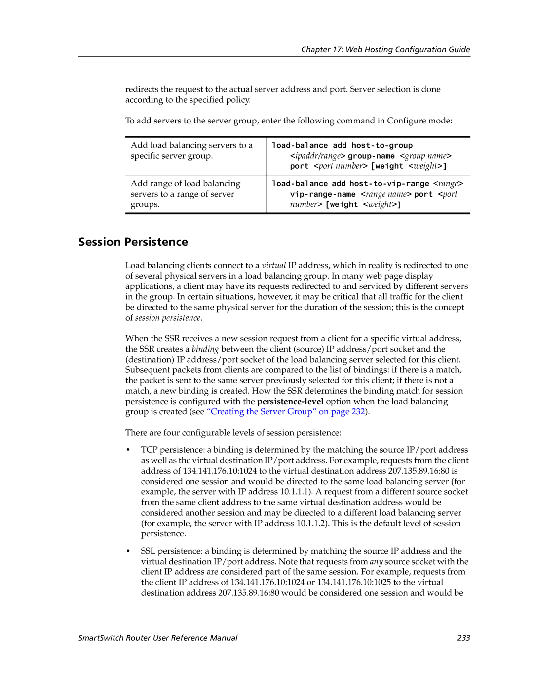 Cabletron Systems 9032578-05 manual Session Persistence 