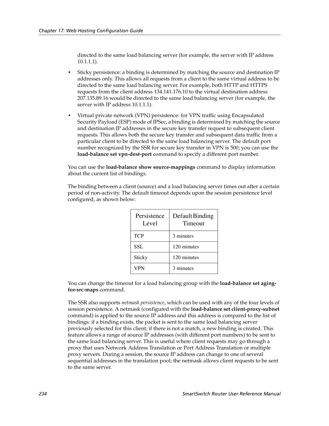 Cabletron Systems 9032578-05 manual Persistence Default Binding Level Timeout, Sticky Minutes 