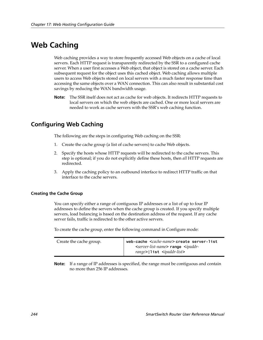 Cabletron Systems 9032578-05 manual Configuring Web Caching, Creating the Cache Group 