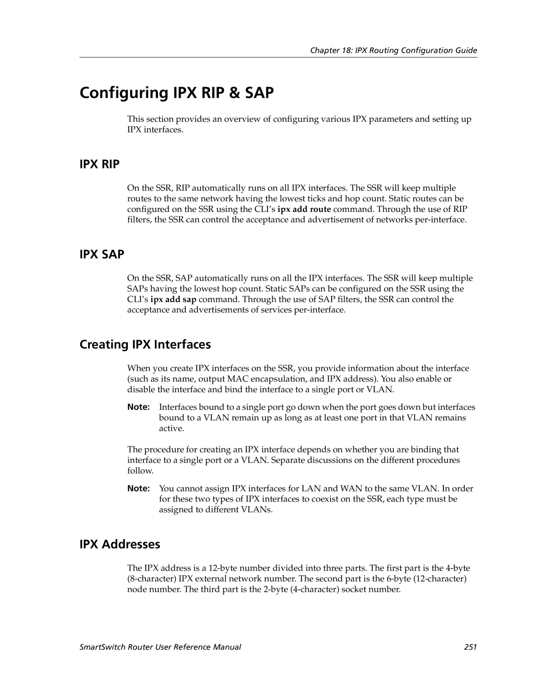 Cabletron Systems 9032578-05 manual Configuring IPX RIP & SAP, Creating IPX Interfaces, IPX Addresses 