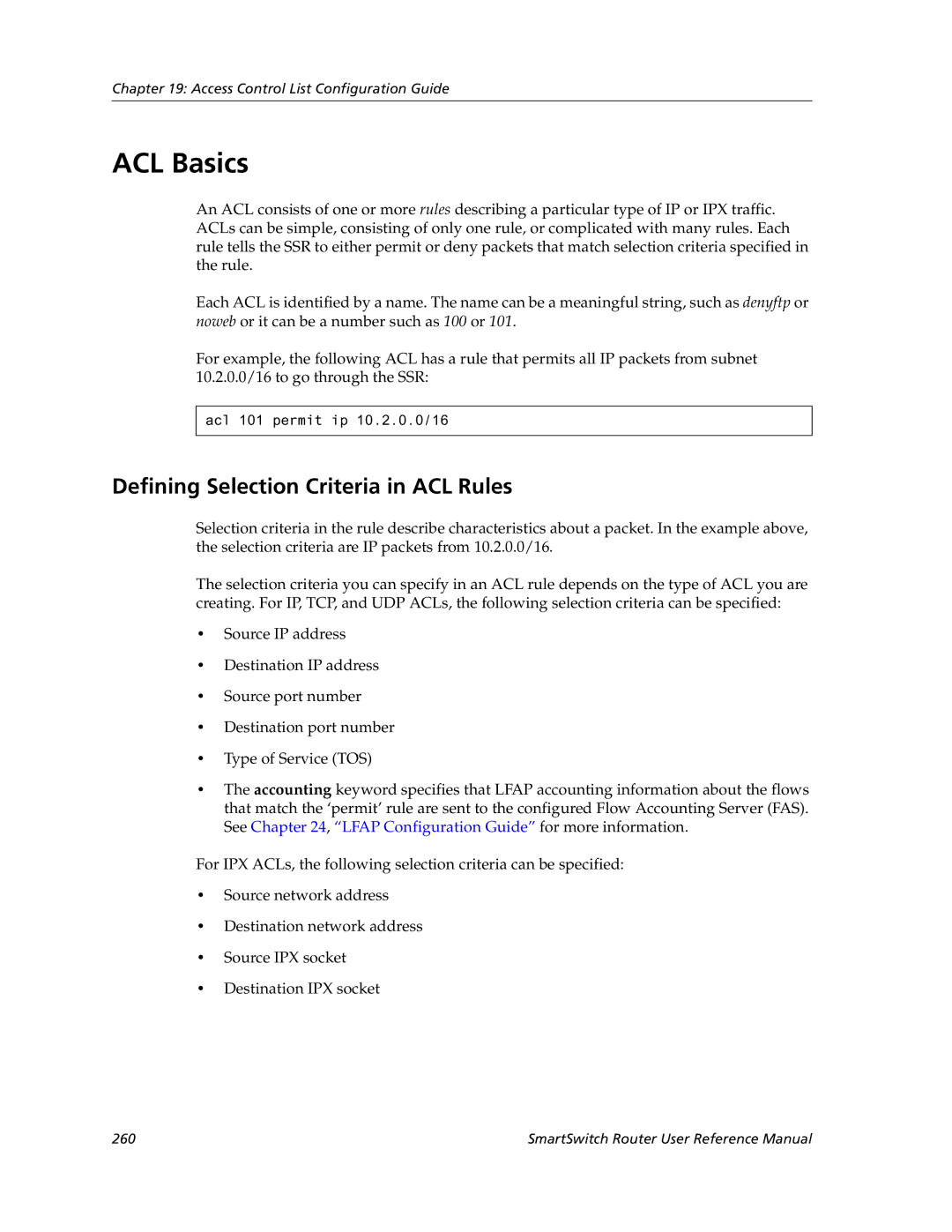 Cabletron Systems 9032578-05 manual ACL Basics, Defining Selection Criteria in ACL Rules 