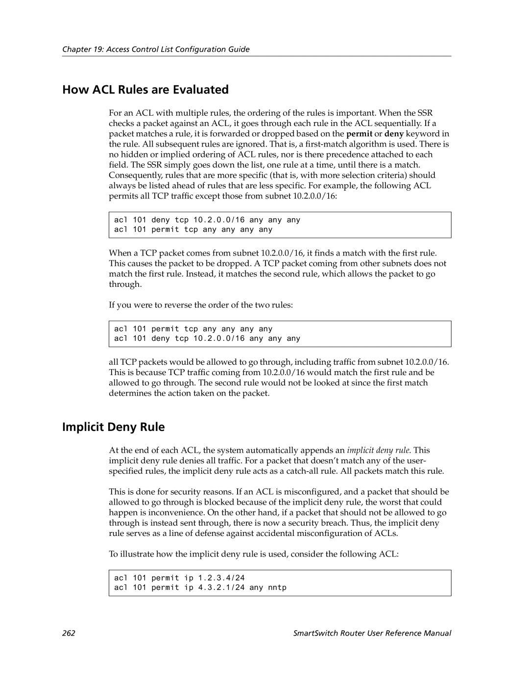 Cabletron Systems 9032578-05 manual How ACL Rules are Evaluated, Implicit Deny Rule 