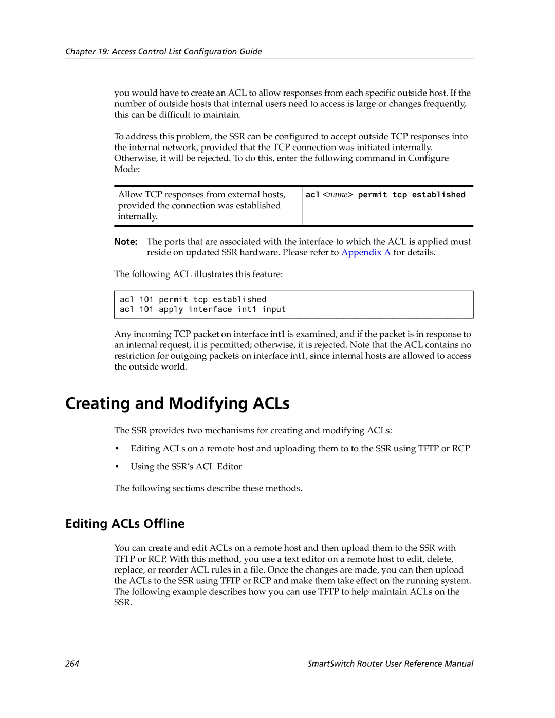 Cabletron Systems 9032578-05 Creating and Modifying ACLs, Editing ACLs Offline, Following ACL illustrates this feature 