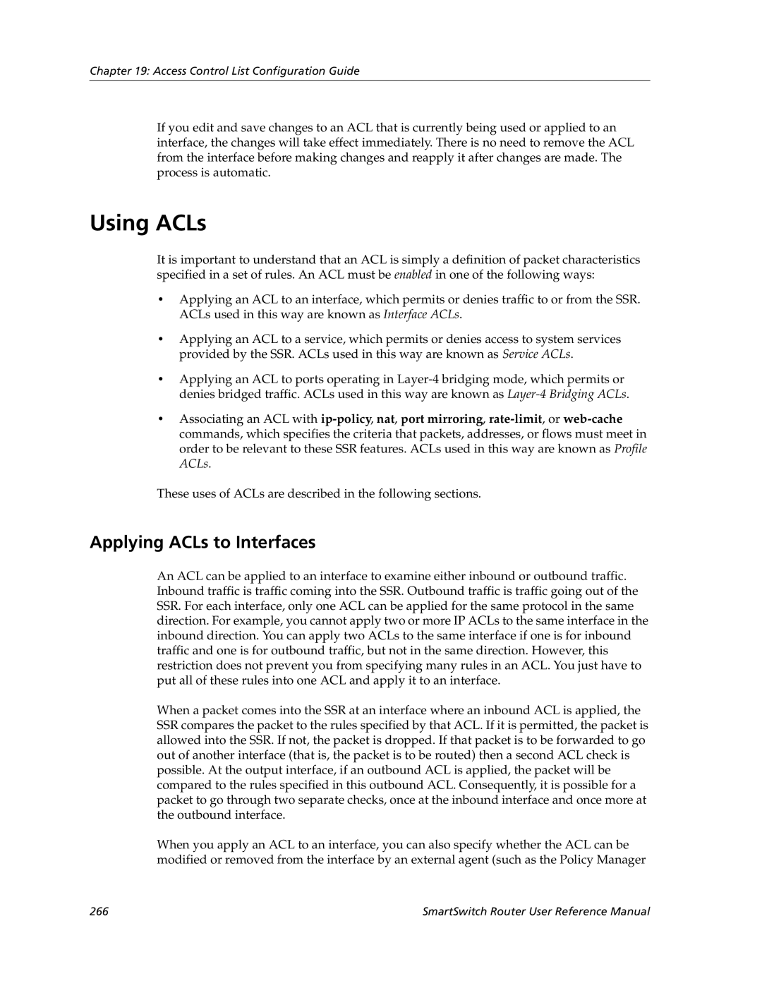 Cabletron Systems 9032578-05 manual Using ACLs, Applying ACLs to Interfaces 