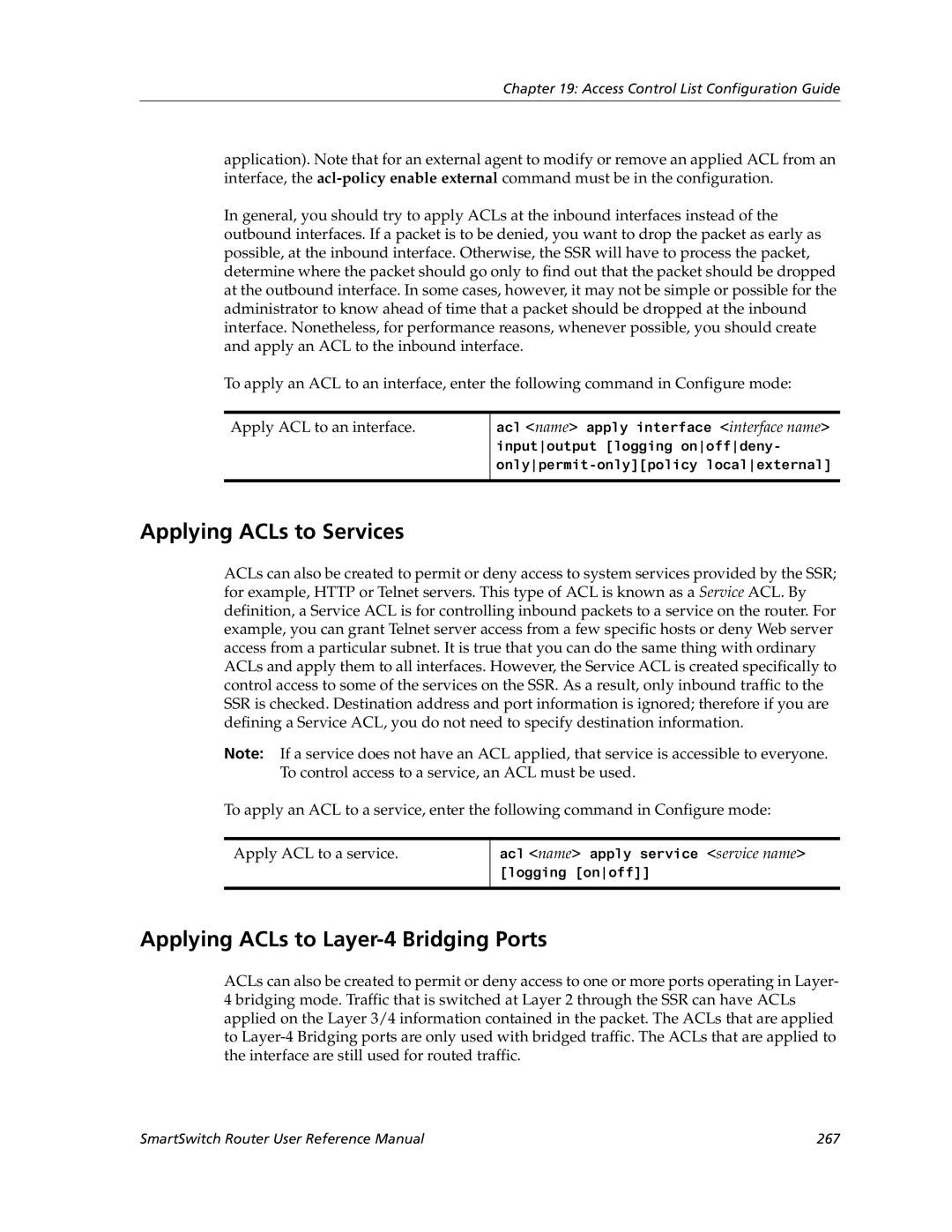 Cabletron Systems 9032578-05 manual Applying ACLs to Services, Applying ACLs to Layer-4 Bridging Ports 