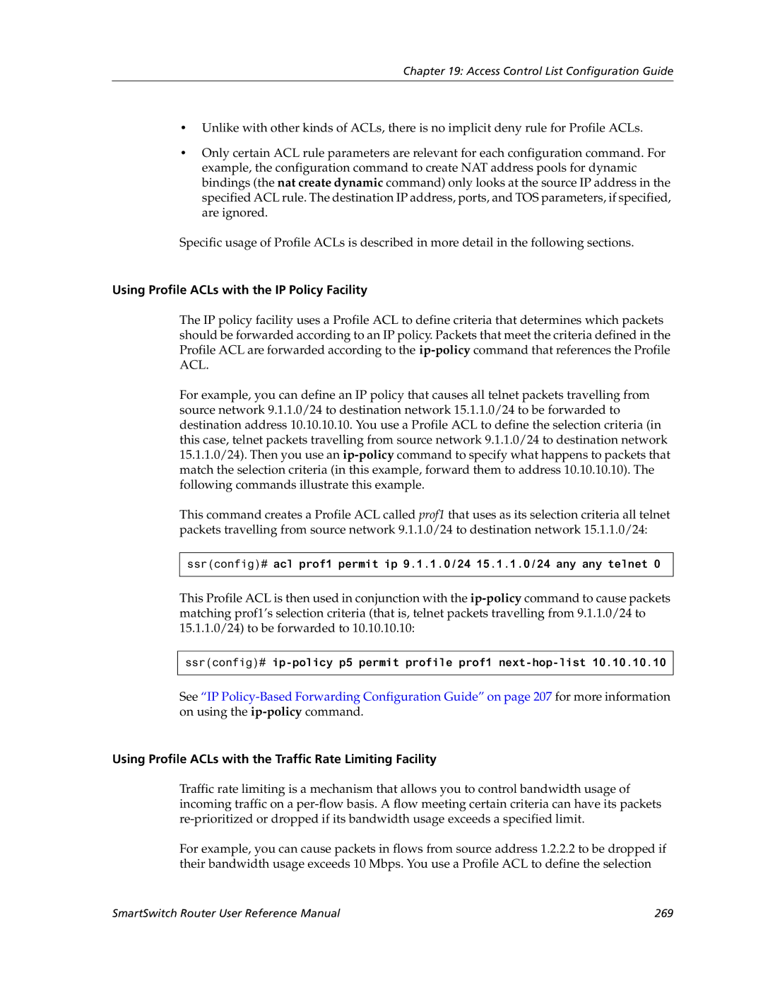 Cabletron Systems 9032578-05 manual Using Profile ACLs with the IP Policy Facility 