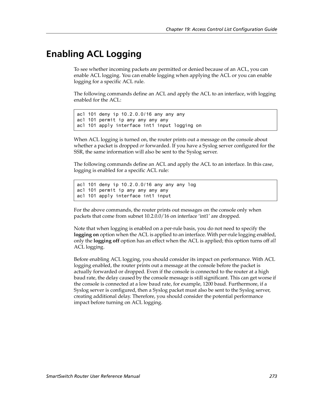 Cabletron Systems 9032578-05 manual Enabling ACL Logging 