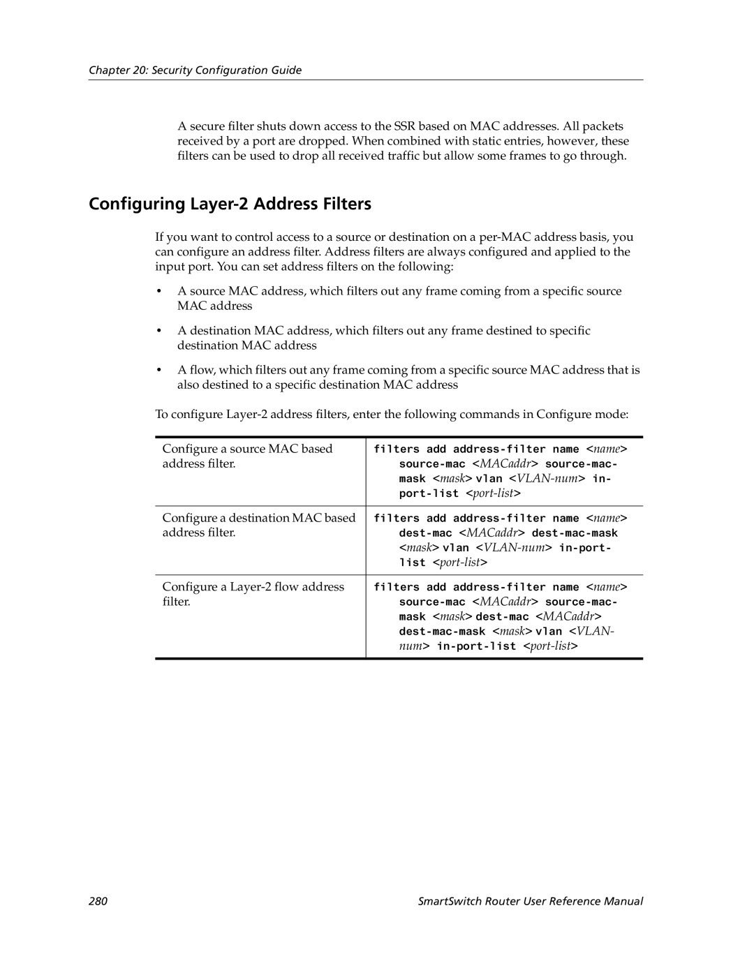 Cabletron Systems 9032578-05 manual Configuring Layer-2 Address Filters 