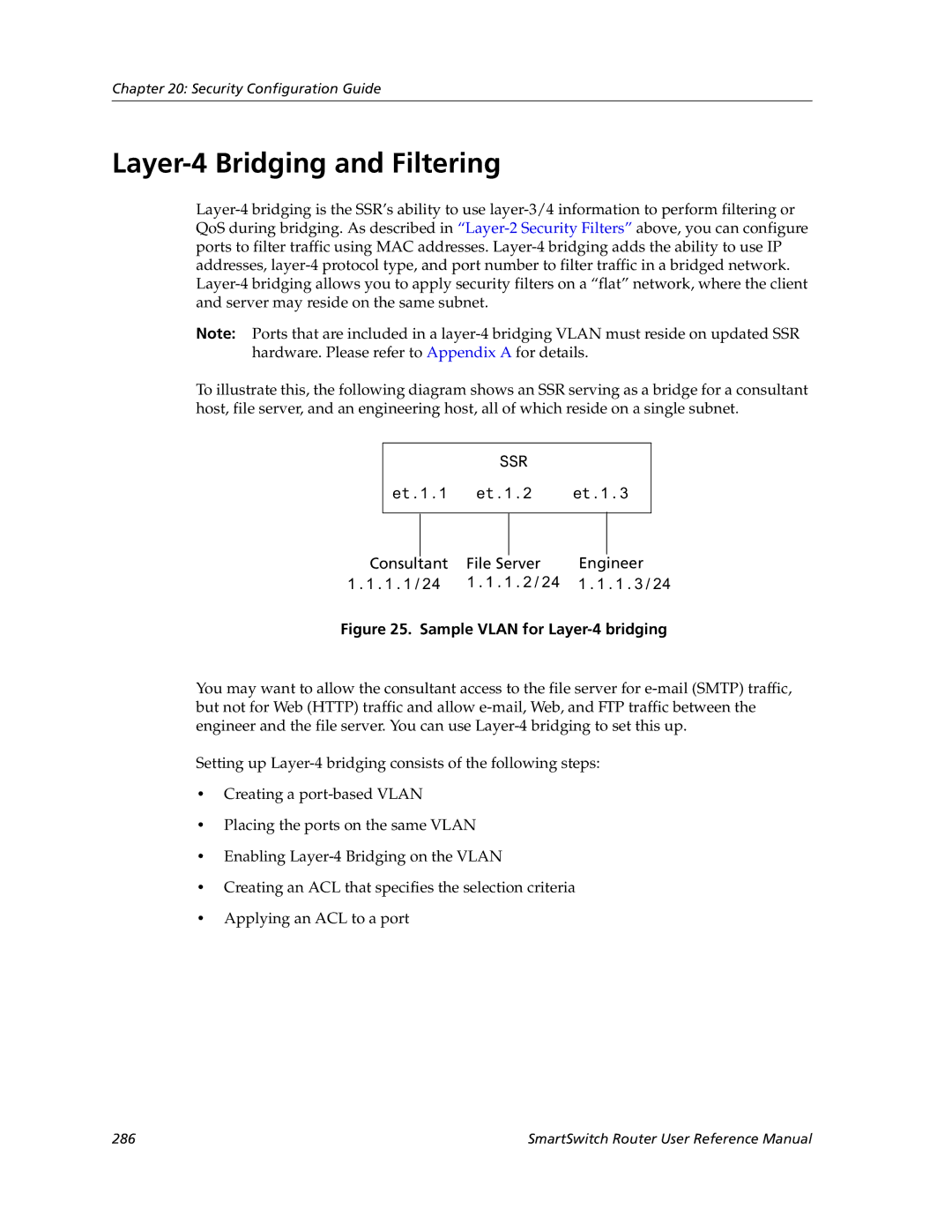 Cabletron Systems 9032578-05 manual Layer-4 Bridging and Filtering, Sample Vlan for Layer-4 bridging 