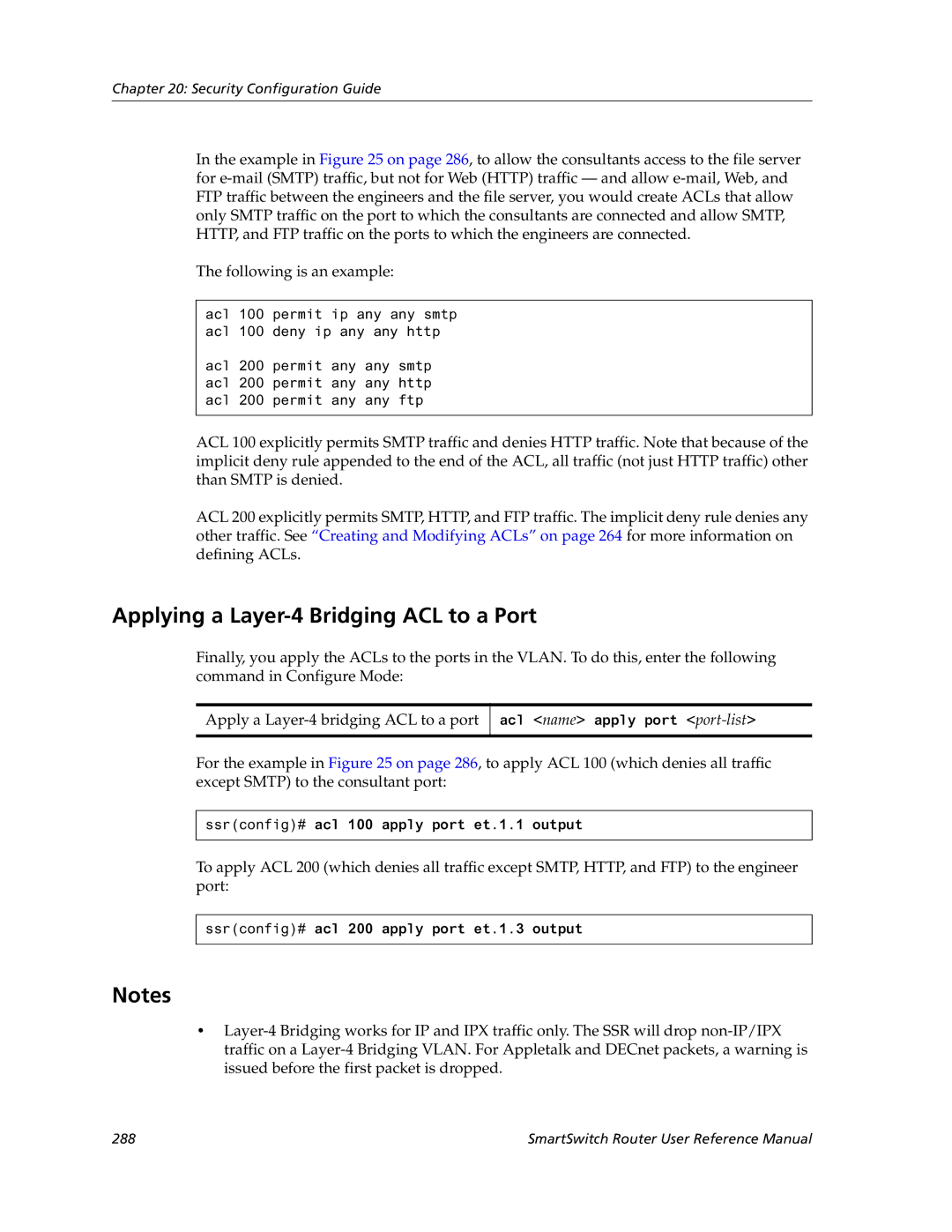 Cabletron Systems 9032578-05 manual Applying a Layer-4 Bridging ACL to a Port 