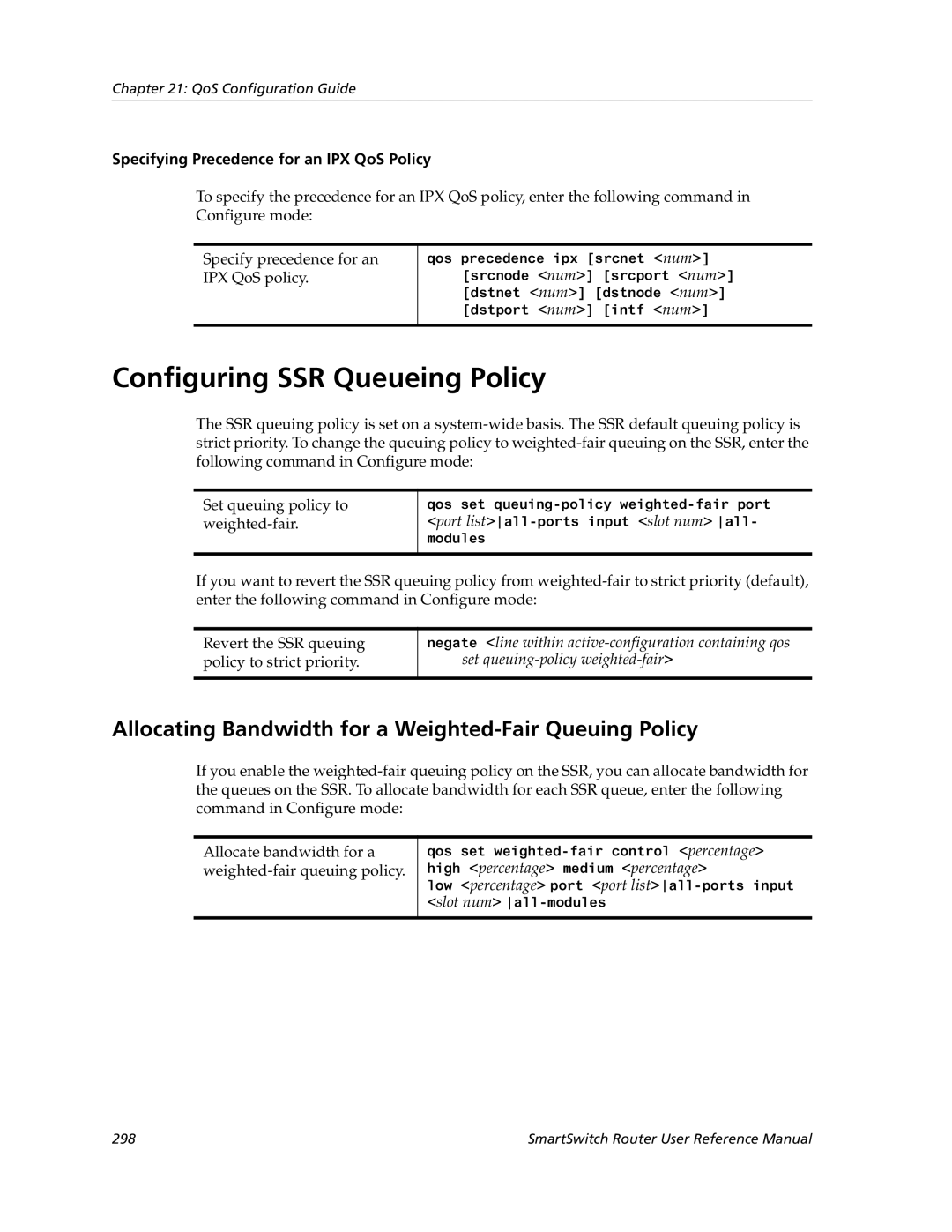 Cabletron Systems 9032578-05 Configuring SSR Queueing Policy, Allocating Bandwidth for a Weighted-Fair Queuing Policy 