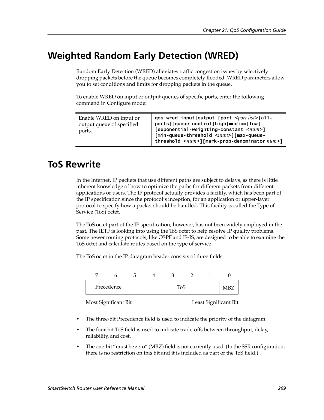 Cabletron Systems 9032578-05 manual Weighted Random Early Detection Wred, ToS Rewrite 