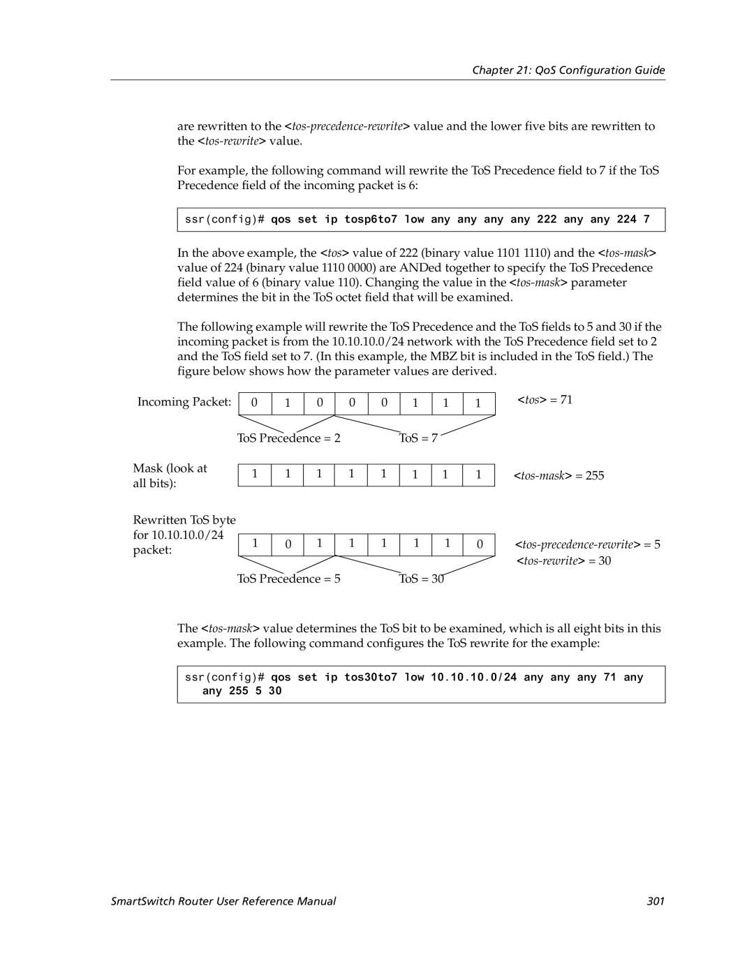 Cabletron Systems 9032578-05 manual Tos-precedence-rewrite = 5 tos-rewrite = 