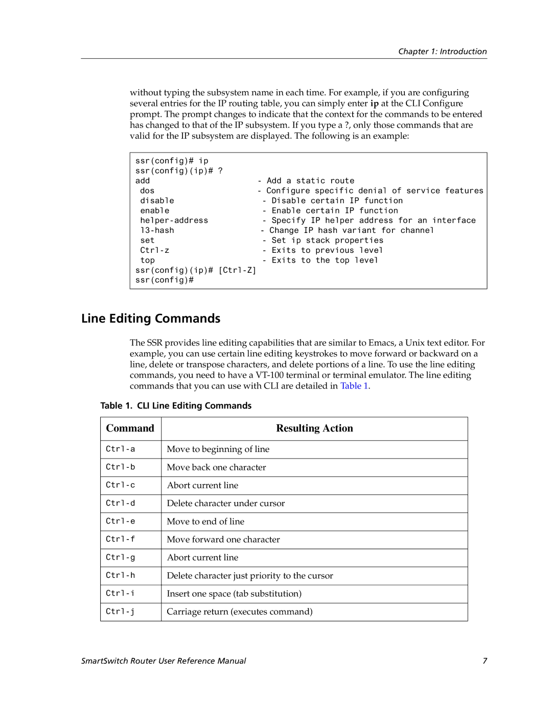 Cabletron Systems 9032578-05 manual CLI Line Editing Commands 