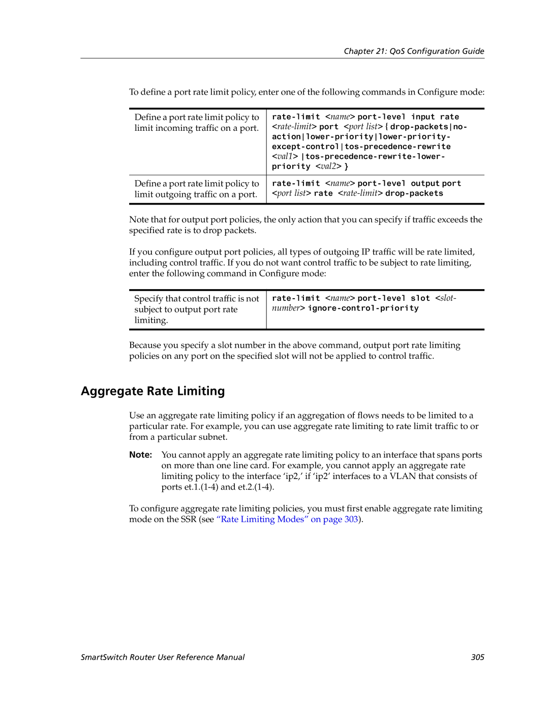 Cabletron Systems 9032578-05 Aggregate Rate Limiting, Define a port rate limit policy to, Limit incoming traffic on a port 