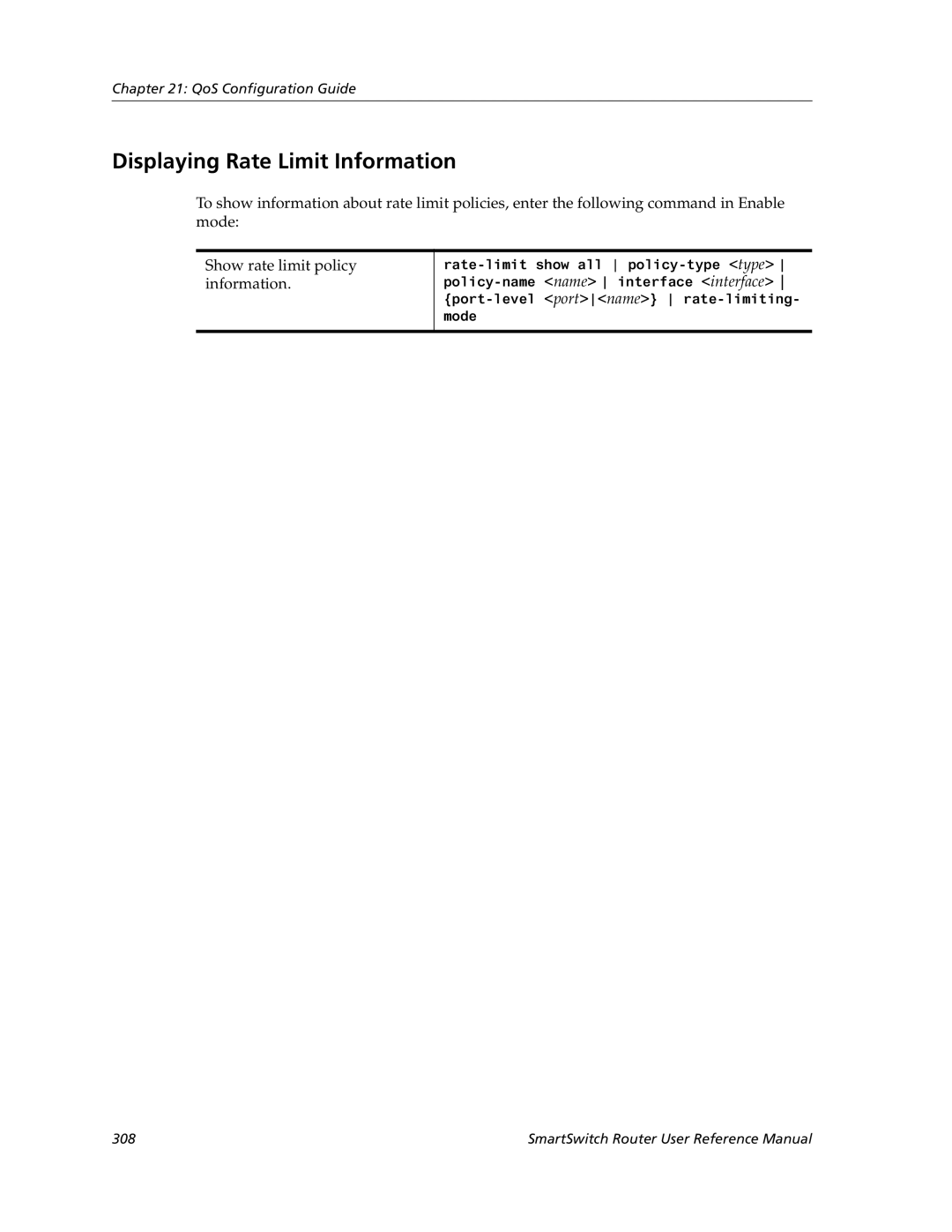 Cabletron Systems 9032578-05 manual Displaying Rate Limit Information 