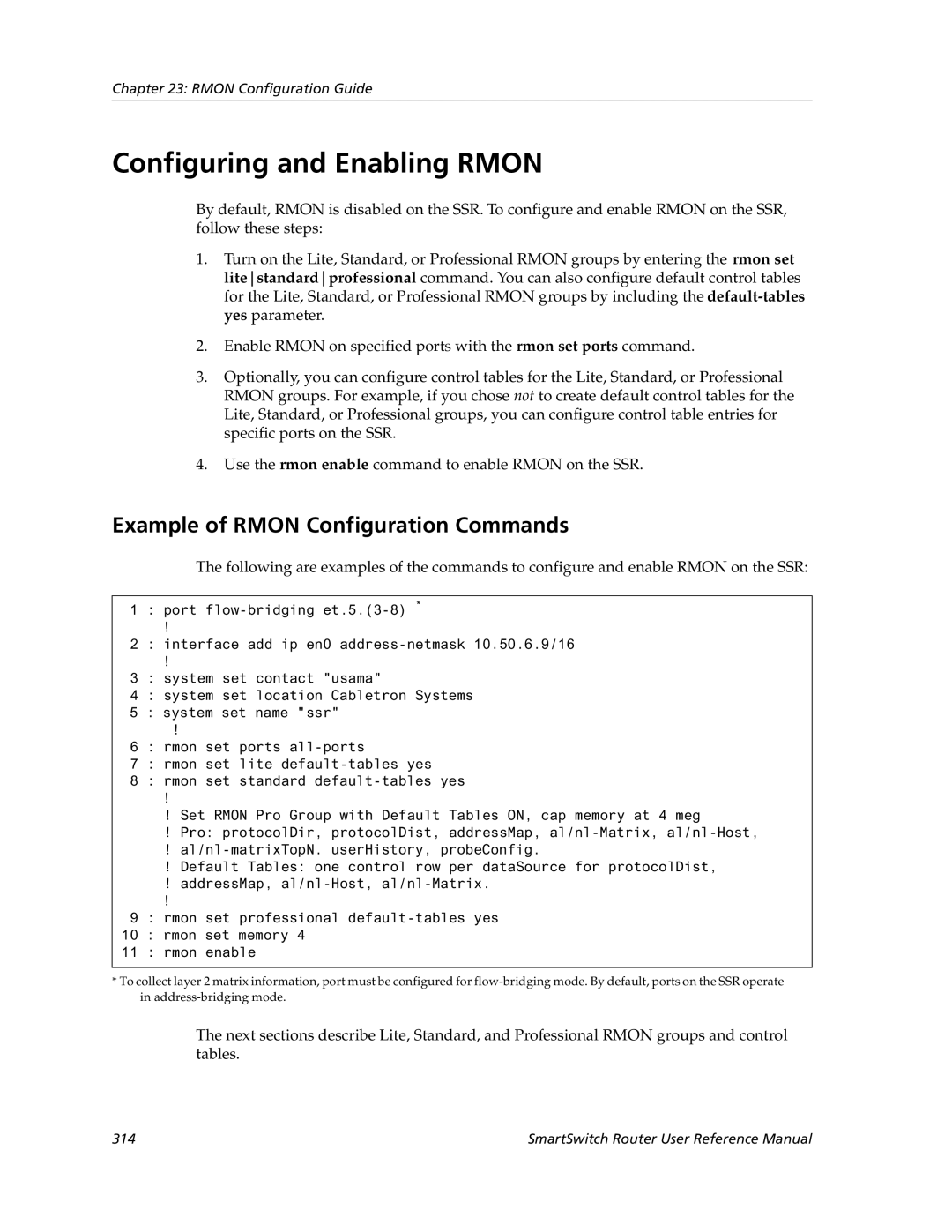 Cabletron Systems 9032578-05 manual Configuring and Enabling Rmon, Example of Rmon Configuration Commands 