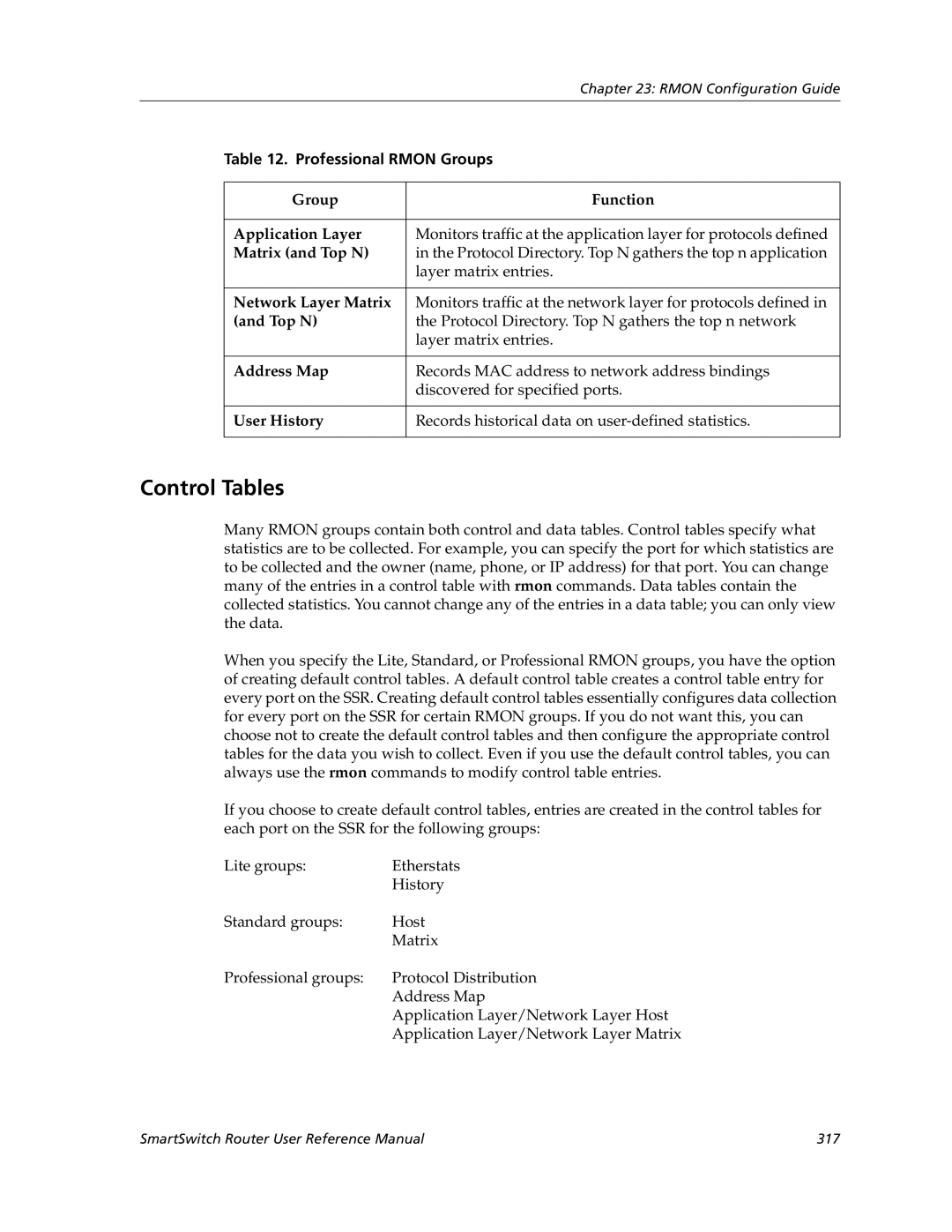 Cabletron Systems 9032578-05 manual Control Tables 