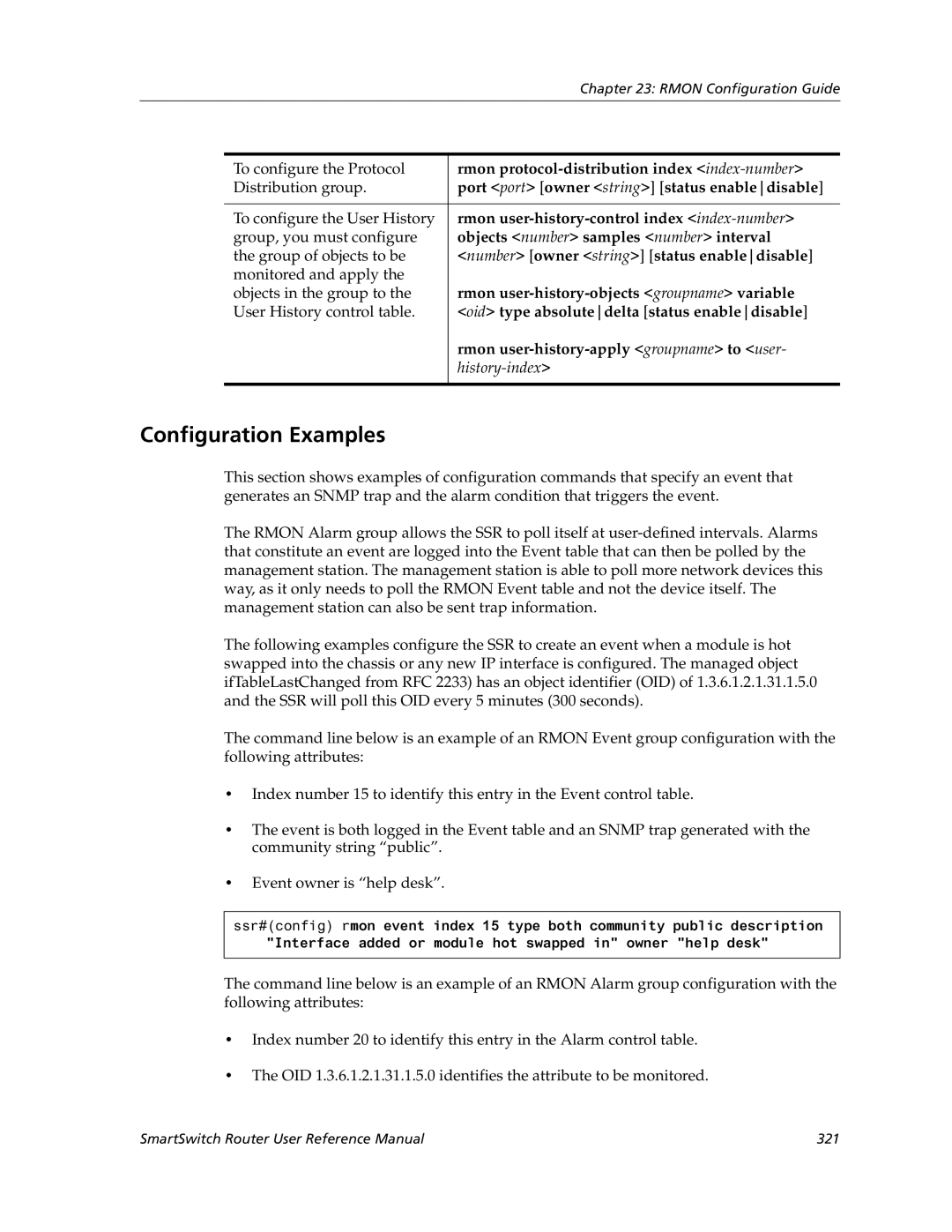 Cabletron Systems 9032578-05 Rmon protocol-distribution index index-number, Port port owner string status enabledisable 