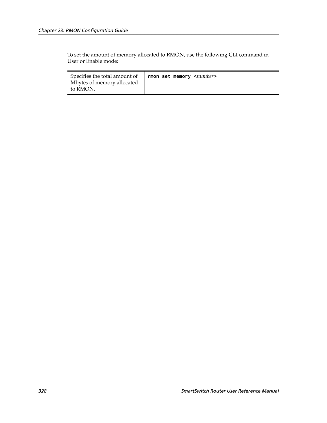 Cabletron Systems 9032578-05 manual Rmon set memory number 