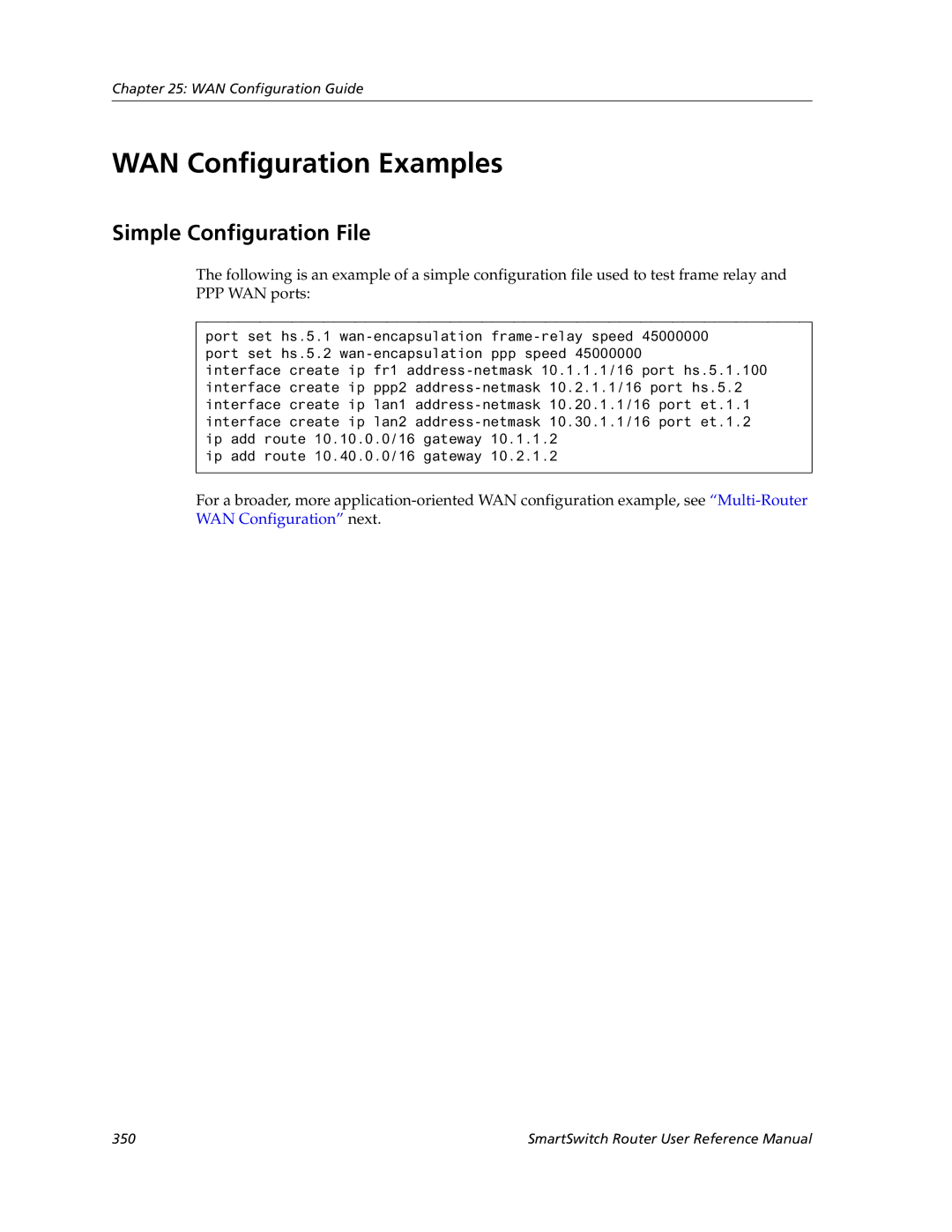 Cabletron Systems 9032578-05 manual WAN Configuration Examples, Simple Configuration File 