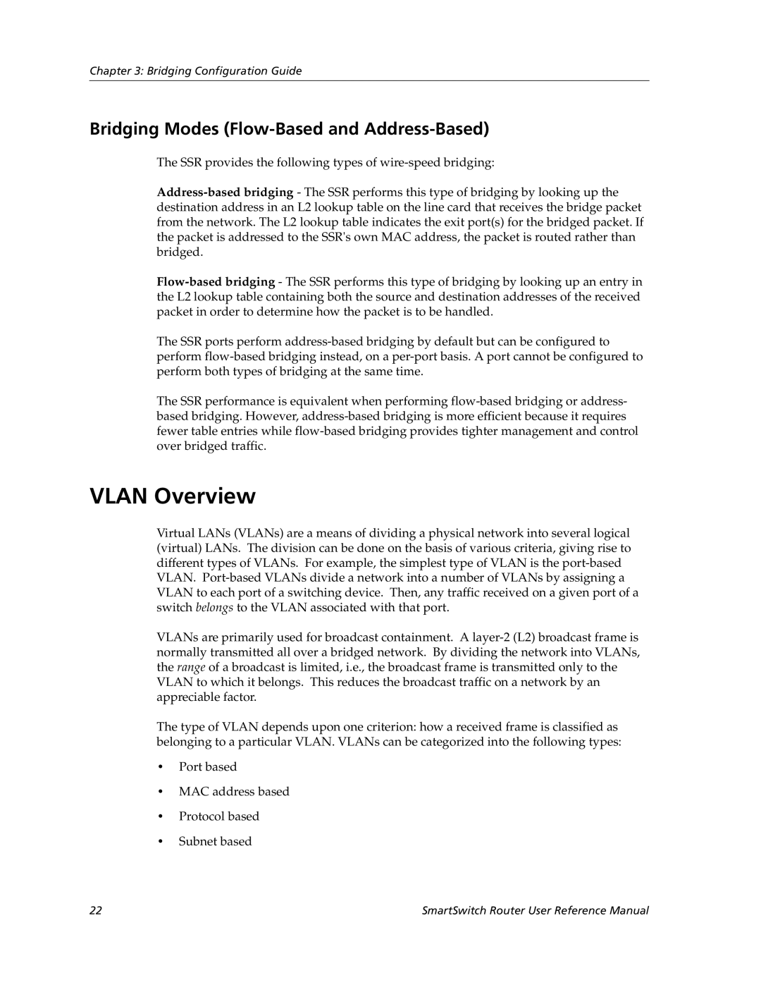 Cabletron Systems 9032578-05 manual Vlan Overview, Bridging Modes Flow-Based and Address-Based 