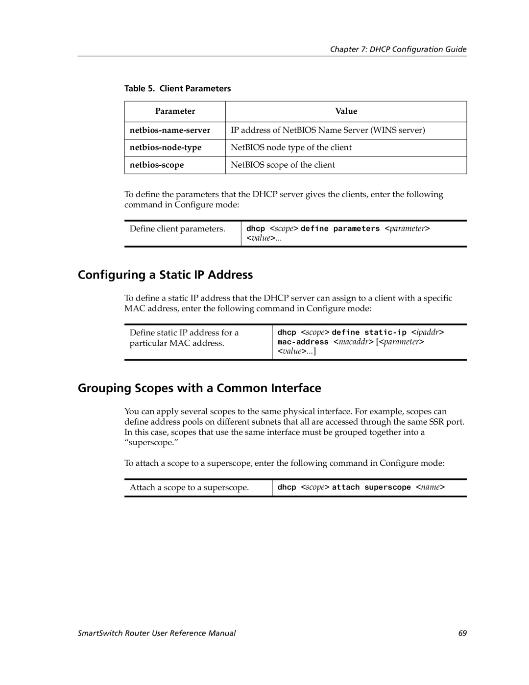 Cabletron Systems 9032578-05 manual Configuring a Static IP Address, Grouping Scopes with a Common Interface 