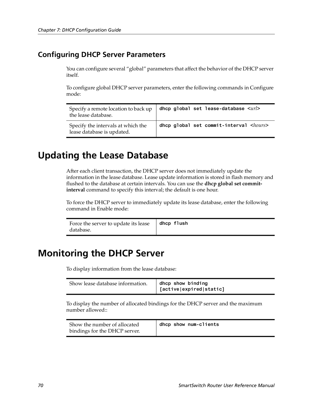 Cabletron Systems 9032578-05 Updating the Lease Database, Monitoring the Dhcp Server, Configuring Dhcp Server Parameters 