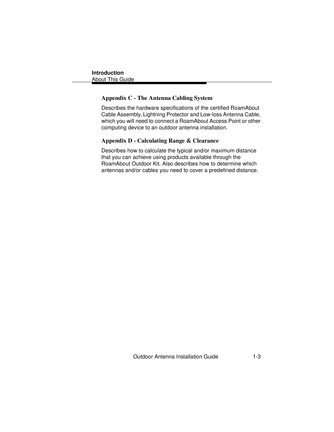 Cabletron Systems 9033073 manual Appendix C The Antenna Cabling System, Appendix D Calculating Range & Clearance 