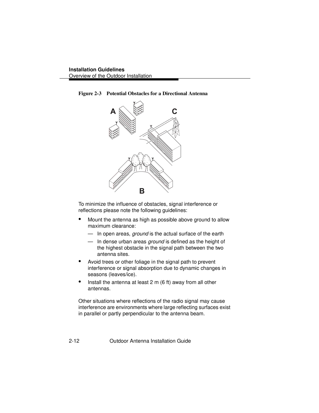 Cabletron Systems 9033073 manual Potential Obstacles for a Directional Antenna 