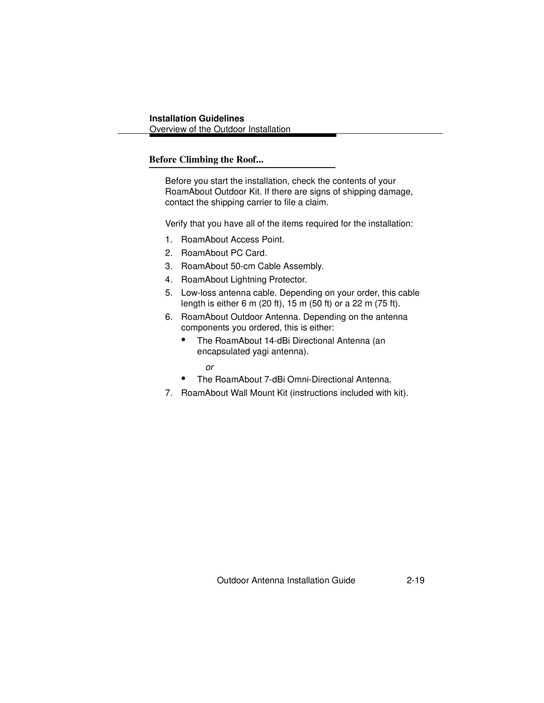 Cabletron Systems 9033073 manual Before Climbing the Roof 