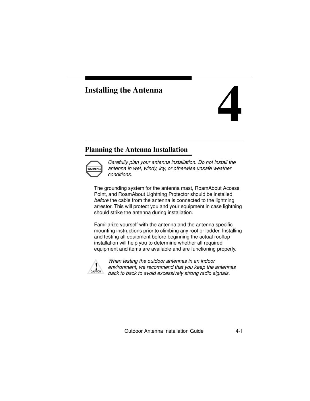 Cabletron Systems 9033073 manual Installing the Antenna, Planning the Antenna Installation 