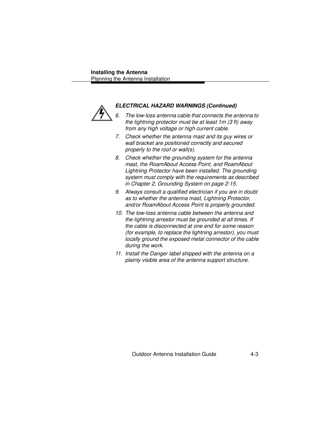 Cabletron Systems 9033073 manual Electrical Hazard Warnings 