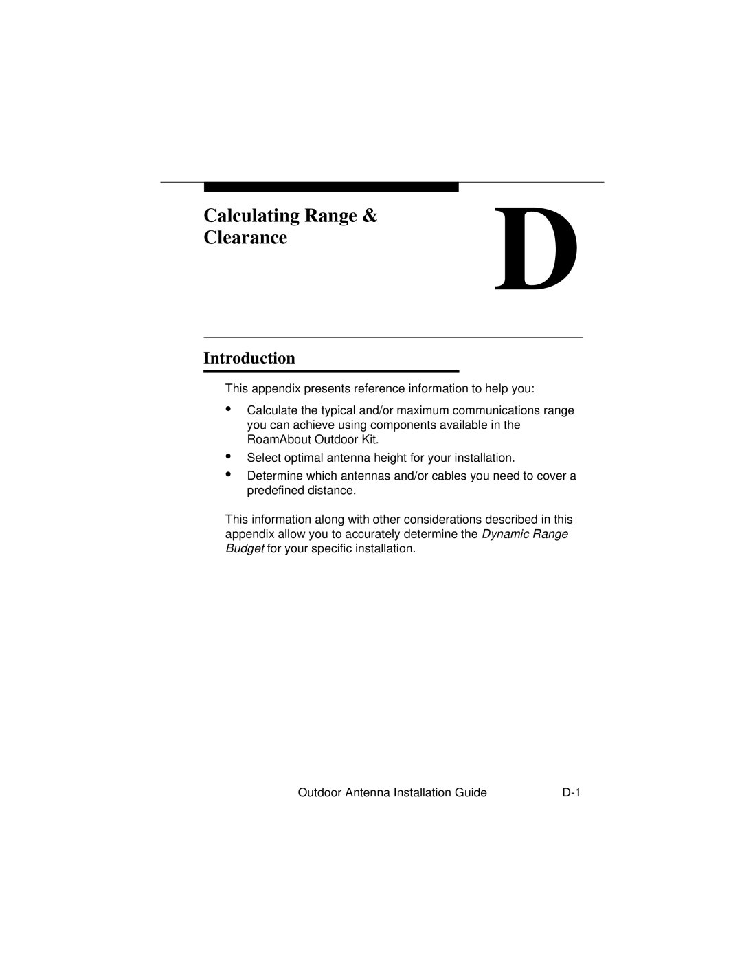 Cabletron Systems 9033073 manual Calculating Range Clearance, Introduction 