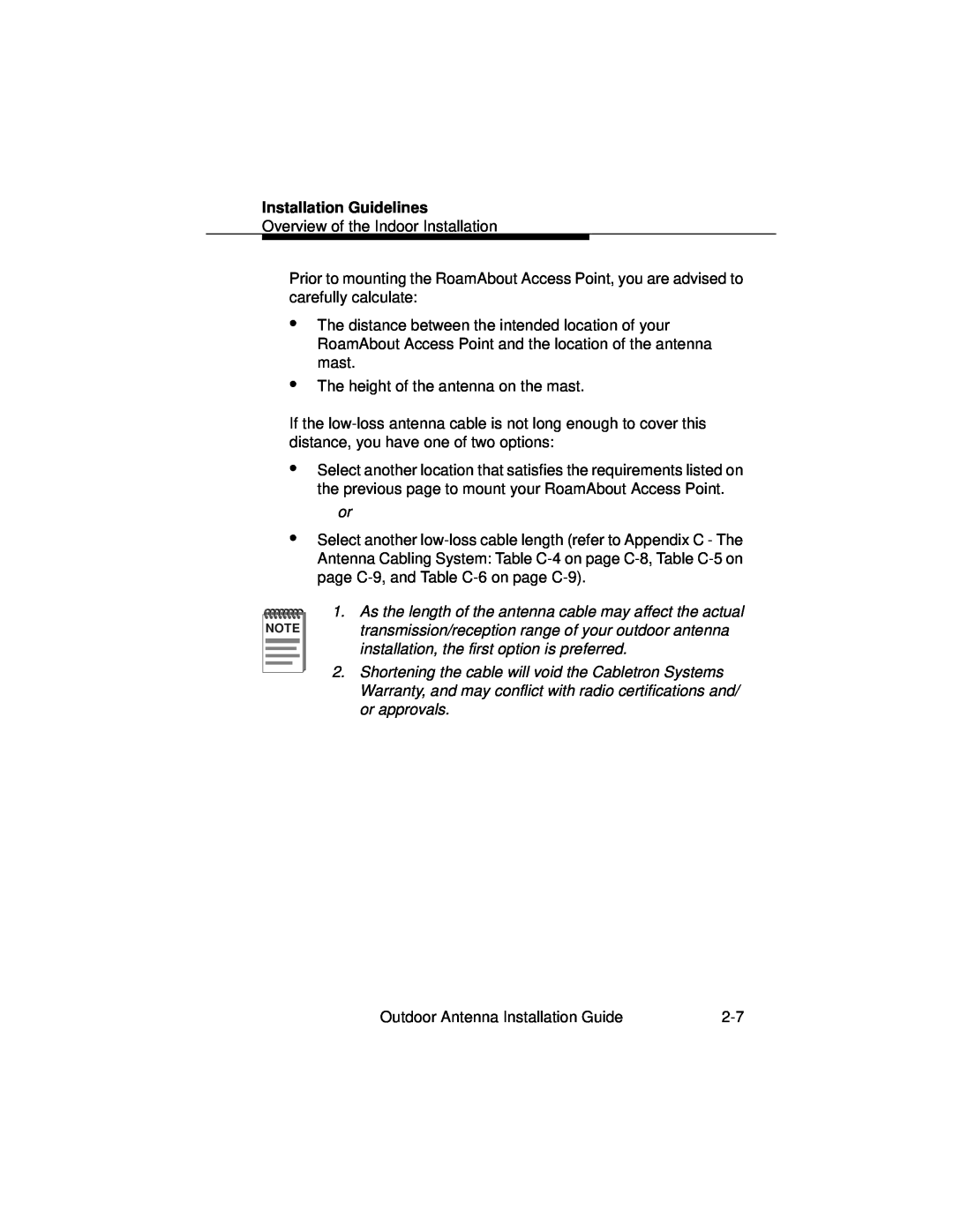 Cabletron Systems 9033073 manual Installation Guidelines, Overview of the Indoor Installation 