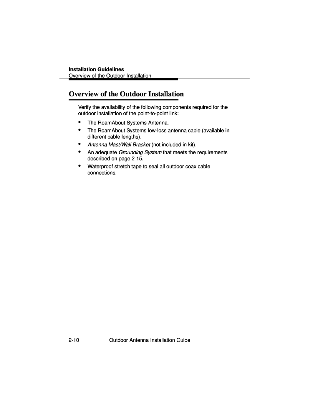 Cabletron Systems 9033073 manual Overview of the Outdoor Installation, Installation Guidelines 