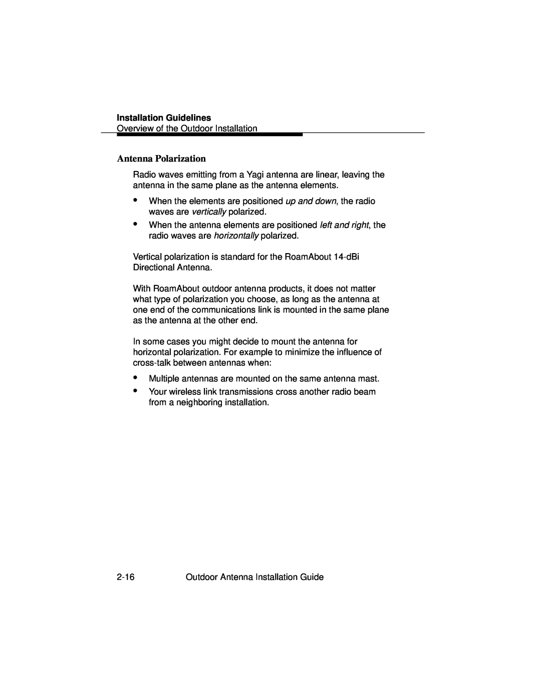 Cabletron Systems 9033073 manual Antenna Polarization, Installation Guidelines 