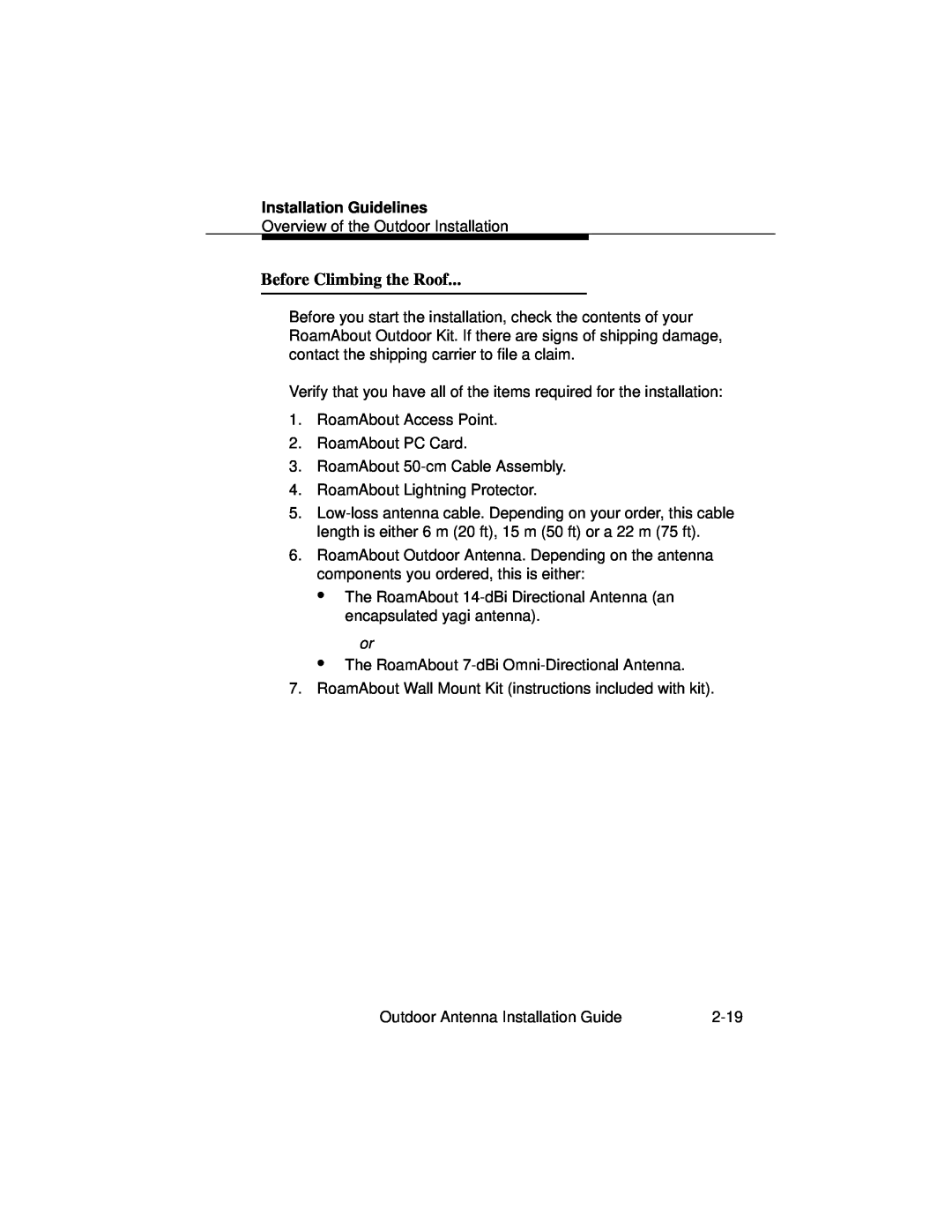Cabletron Systems 9033073 manual Before Climbing the Roof, Installation Guidelines 