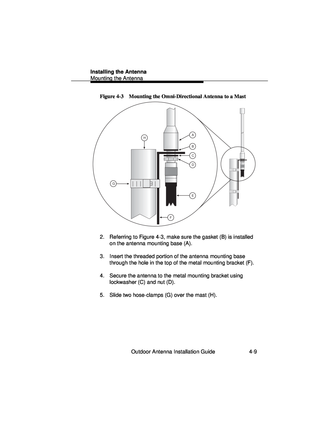 Cabletron Systems 9033073 manual Installing the Antenna, Mounting the Antenna 