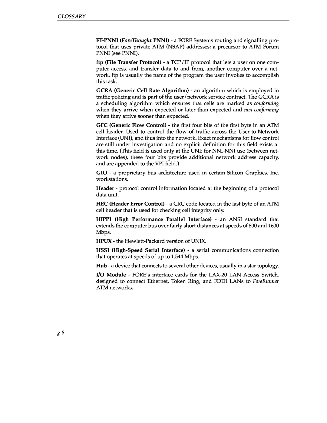 Cabletron Systems 9A000 manual Glossary, HPUX - the Hewlett-Packard version of UNIX 