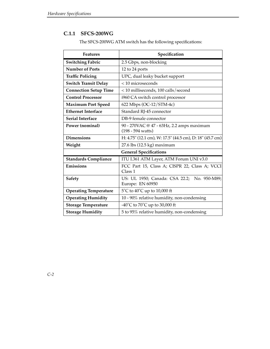 Cabletron Systems 9A000 manual SFCS-200WG 