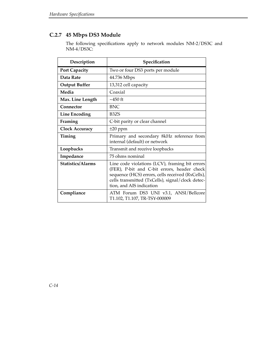 Cabletron Systems 9A000 manual 7 45 Mbps DS3 Module 