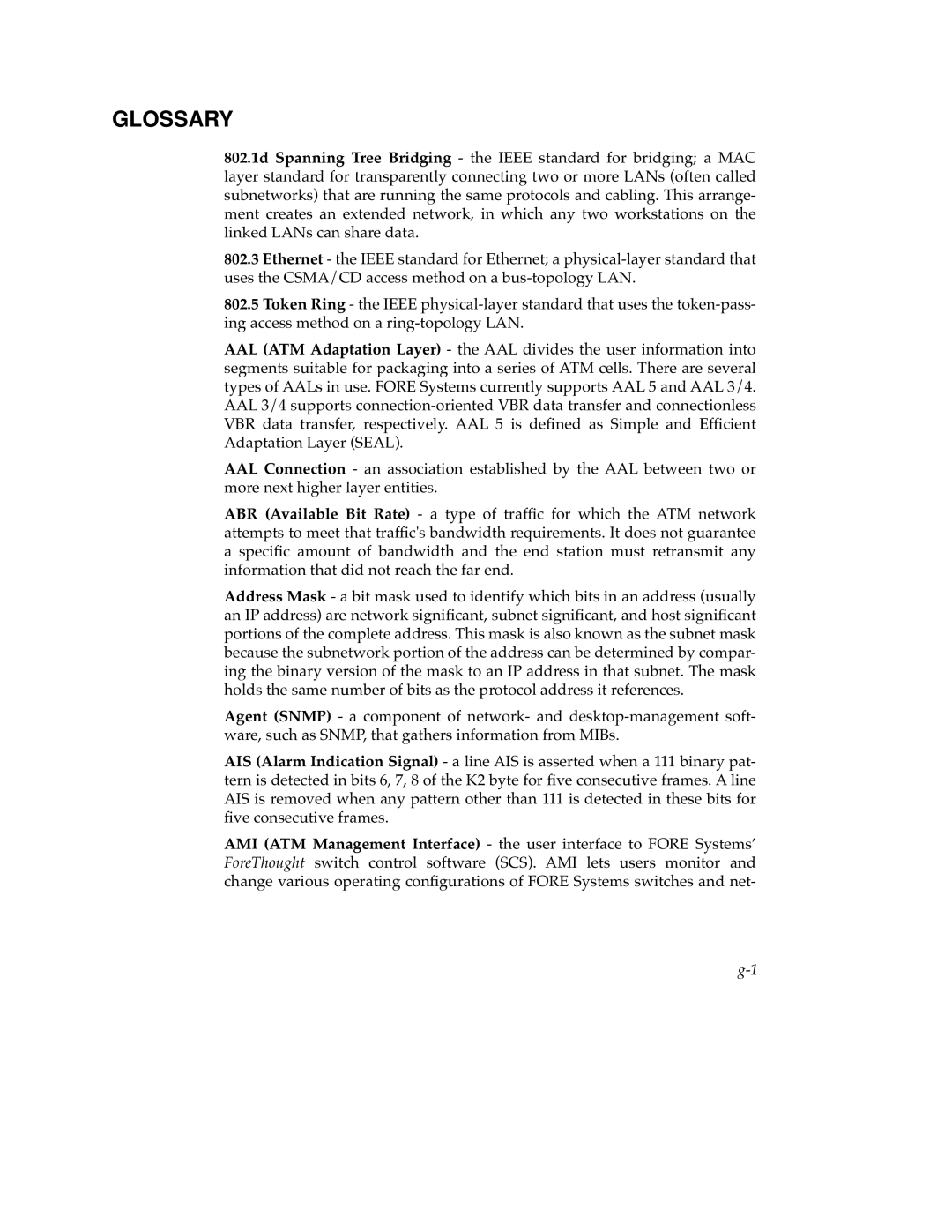 Cabletron Systems 9A000 manual Glossary 