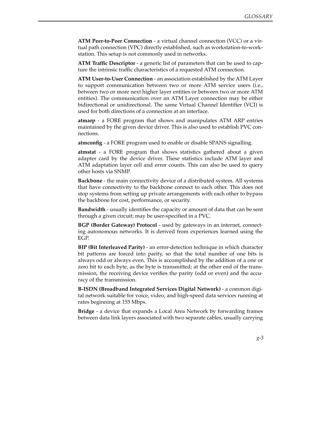 Cabletron Systems 9A000 manual Glossary 