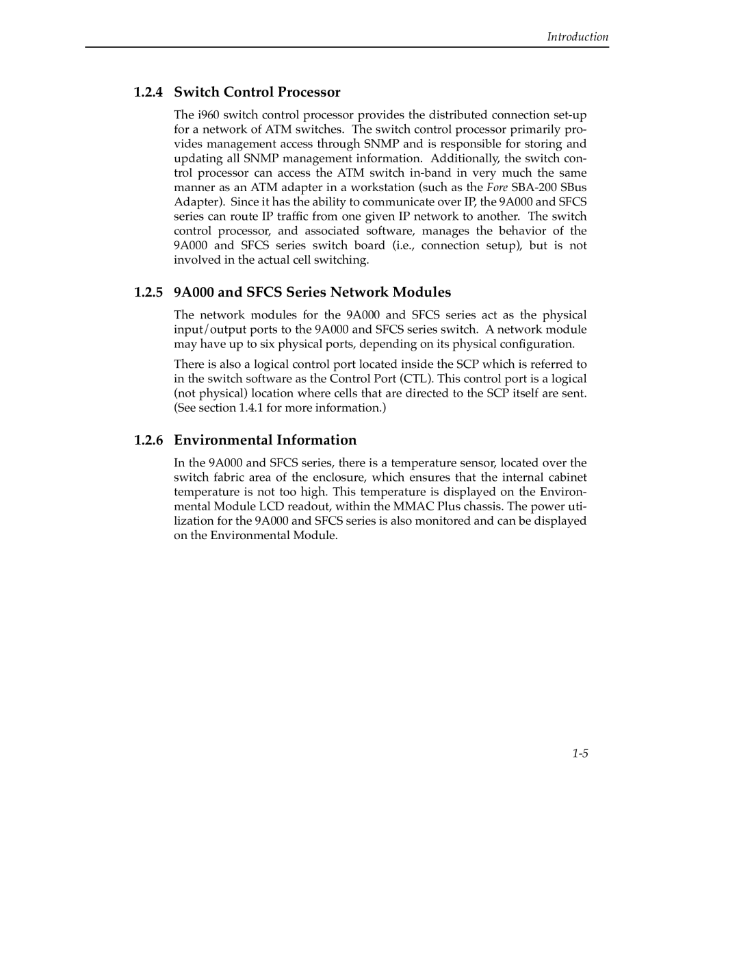 Cabletron Systems manual Switch Control Processor, 5 9A000 and Sfcs Series Network Modules, Environmental Information 