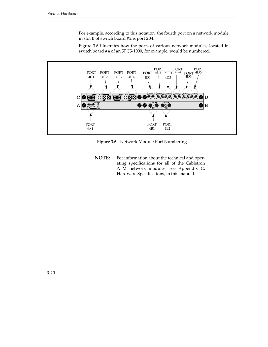 Cabletron Systems 9A000 manual Network Module Port Numbering 