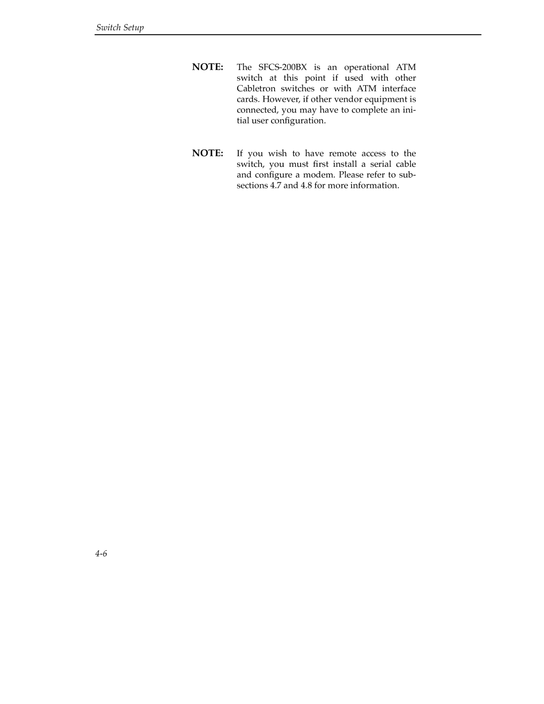 Cabletron Systems 9A000 manual Switch Setup 